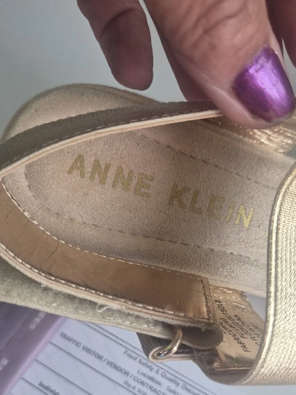 Anne Klein Gold Espadrille Wedge Sandals